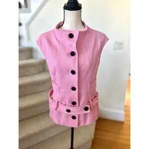 Teri Jon Bubblegum Pink Cap Sleeve Belted Button Front Blazer